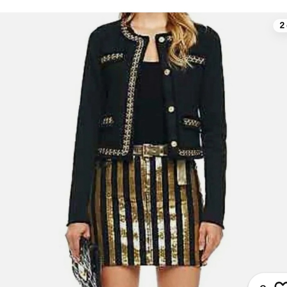 Michael Kors Black denim sequin skirt